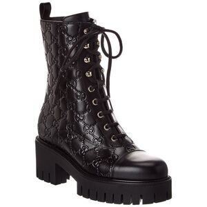 Gucci Gg Leather Bootie, Black